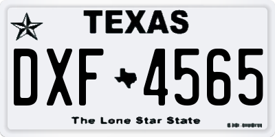 TX license plate DXF4565
