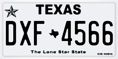 TX license plate DXF4566