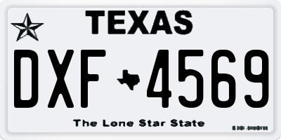 TX license plate DXF4569