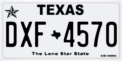 TX license plate DXF4570