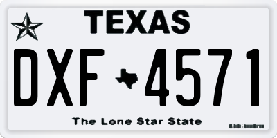 TX license plate DXF4571