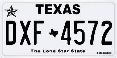 TX license plate DXF4572