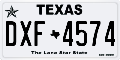 TX license plate DXF4574