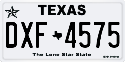 TX license plate DXF4575