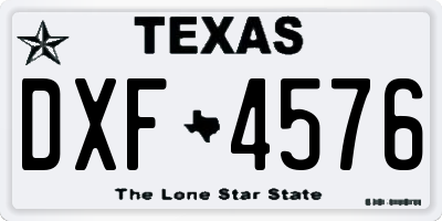 TX license plate DXF4576