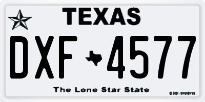 TX license plate DXF4577