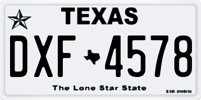 TX license plate DXF4578