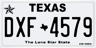 TX license plate DXF4579