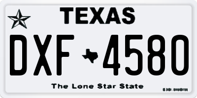 TX license plate DXF4580