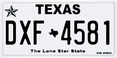 TX license plate DXF4581