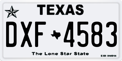 TX license plate DXF4583