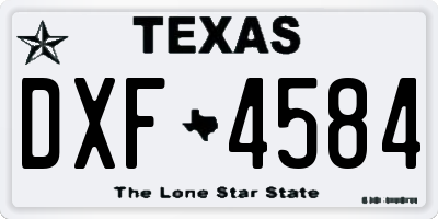 TX license plate DXF4584