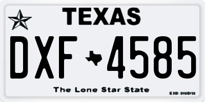 TX license plate DXF4585