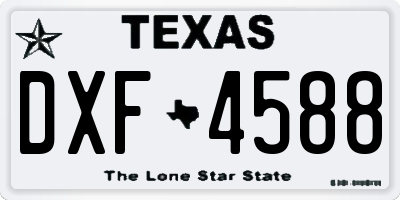 TX license plate DXF4588