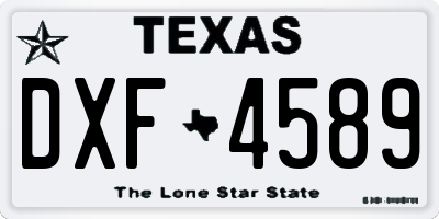 TX license plate DXF4589