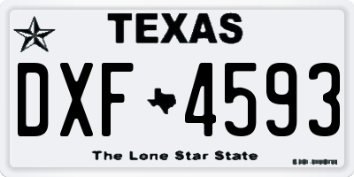 TX license plate DXF4593