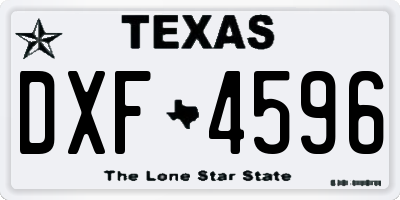 TX license plate DXF4596