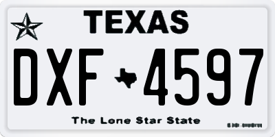 TX license plate DXF4597