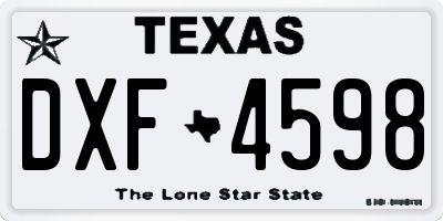 TX license plate DXF4598