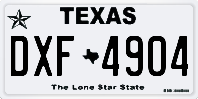 TX license plate DXF4904