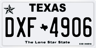 TX license plate DXF4906