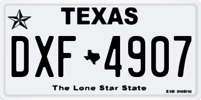 TX license plate DXF4907
