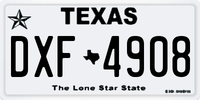 TX license plate DXF4908