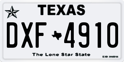 TX license plate DXF4910