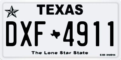 TX license plate DXF4911