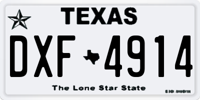 TX license plate DXF4914