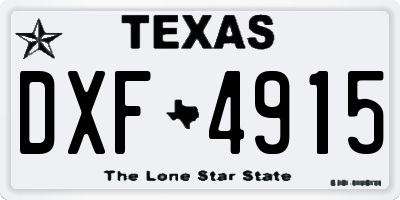 TX license plate DXF4915