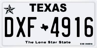 TX license plate DXF4916