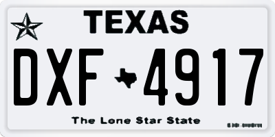 TX license plate DXF4917