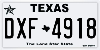 TX license plate DXF4918