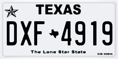 TX license plate DXF4919