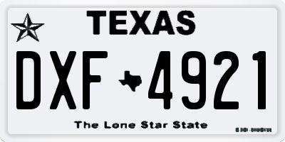 TX license plate DXF4921