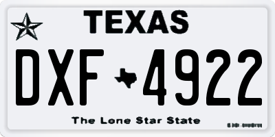 TX license plate DXF4922