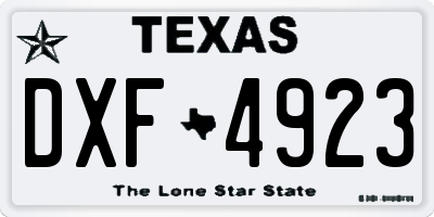 TX license plate DXF4923