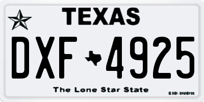 TX license plate DXF4925