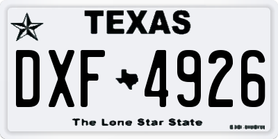 TX license plate DXF4926