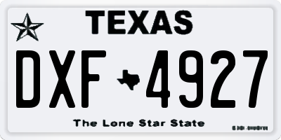 TX license plate DXF4927