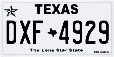 TX license plate DXF4929