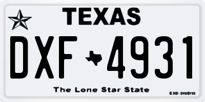 TX license plate DXF4931