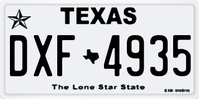 TX license plate DXF4935