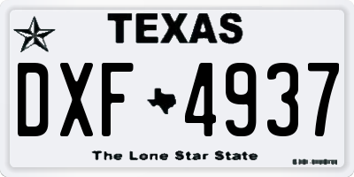 TX license plate DXF4937