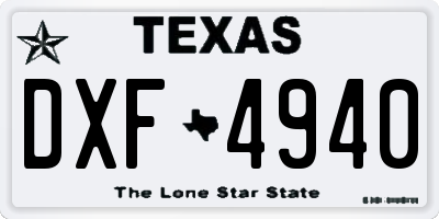 TX license plate DXF4940