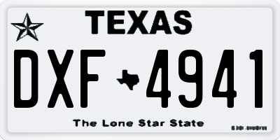 TX license plate DXF4941