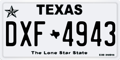 TX license plate DXF4943