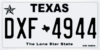 TX license plate DXF4944