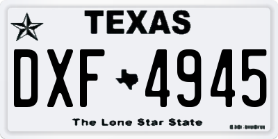 TX license plate DXF4945